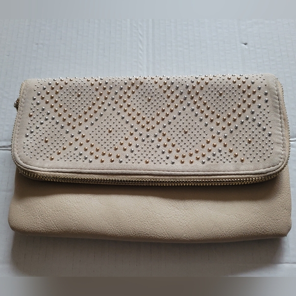 Aldo Chain Strap Handbag Cream Color With Beads - Picture 3 of 16